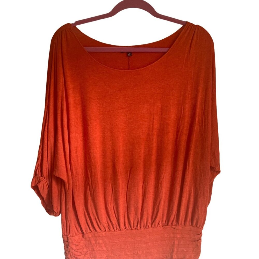Loose-Fit Batwing Sleeve Orange Top By Max Edition - Size L Made Of Soft Fabric